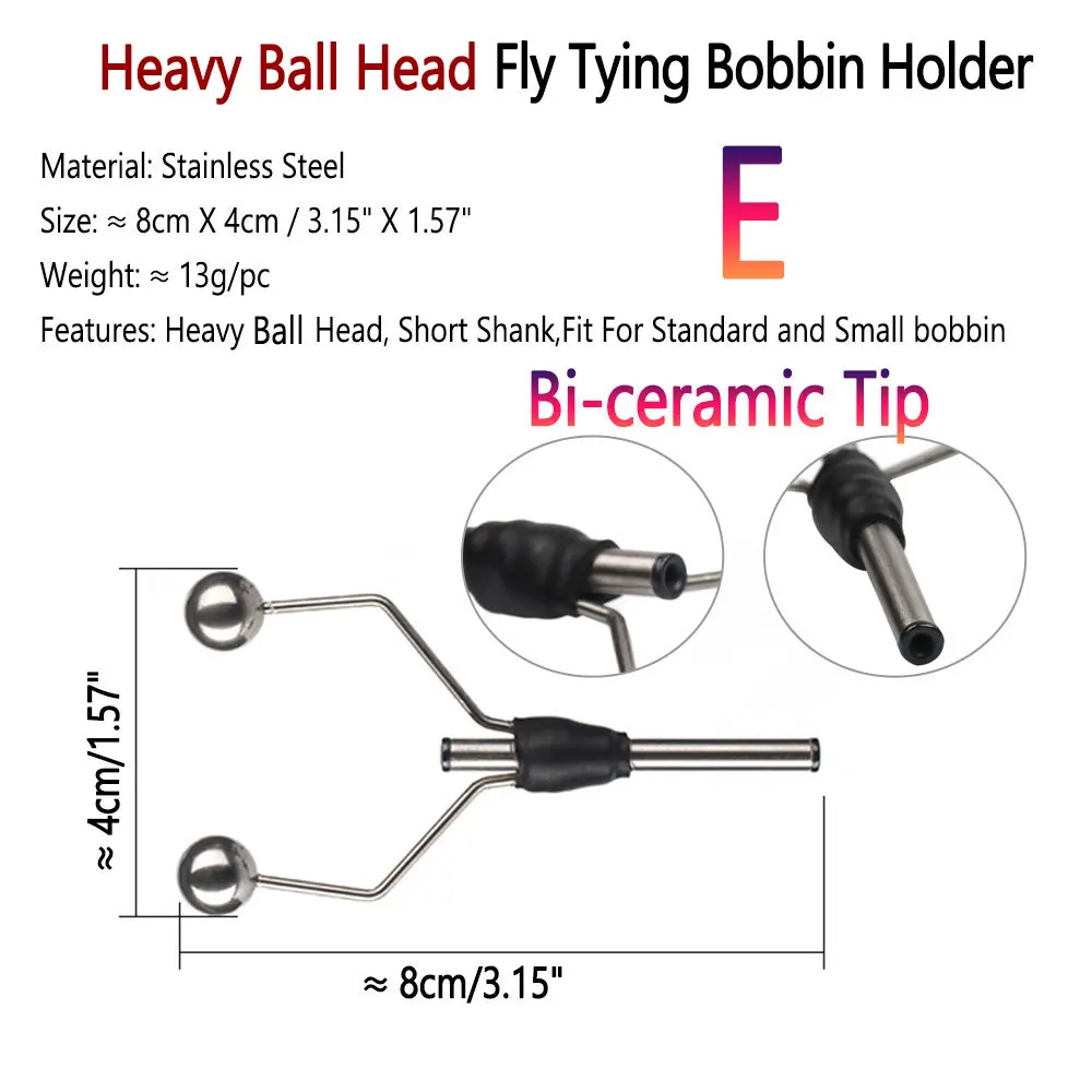 Fishing Tools Steel-Alloy and Bi-ceramic Tip Fly Tying Bobbin Holder Standard & Small Thread Bobbin Fishing Dry Wet Fly Lure Making Tool
