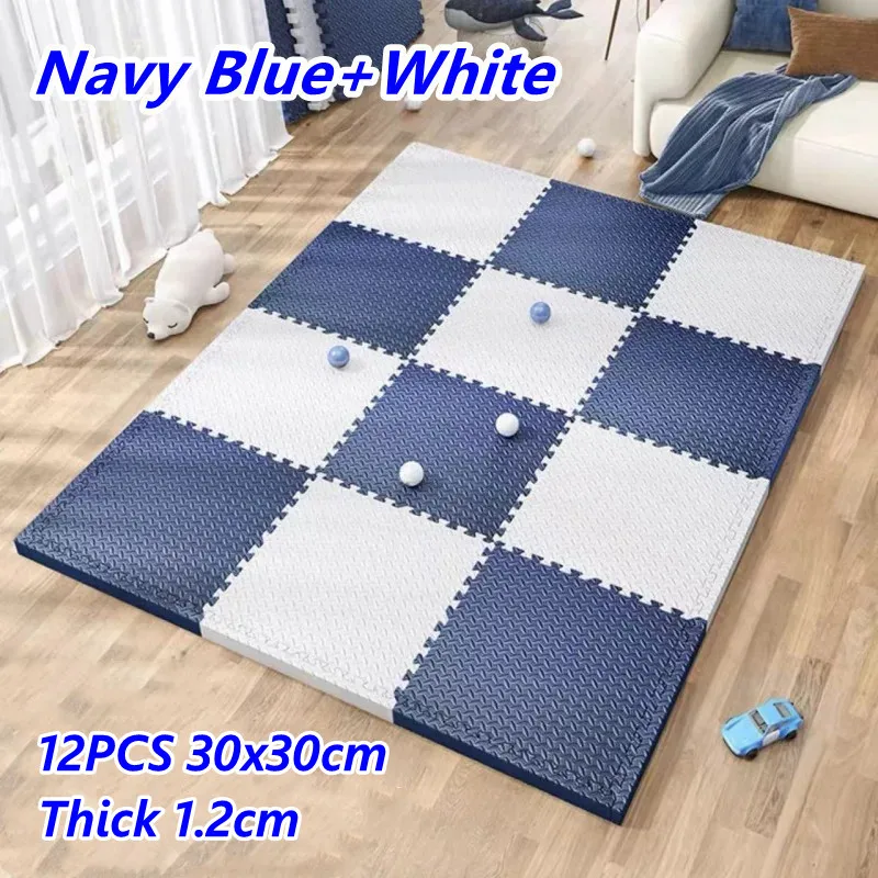 Baby Play Mat 12PCS 1.2cm Thick Activities Playroom Floor Noise Puzzle Crawling