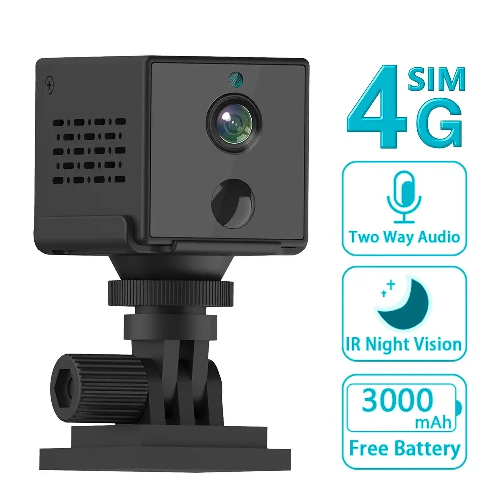 

5MP 4G SIM Card Mini Camera Built-in 3000mAh Battery PIR Human Detection WIFI Security Surveillance IP Camera HD Display Camera