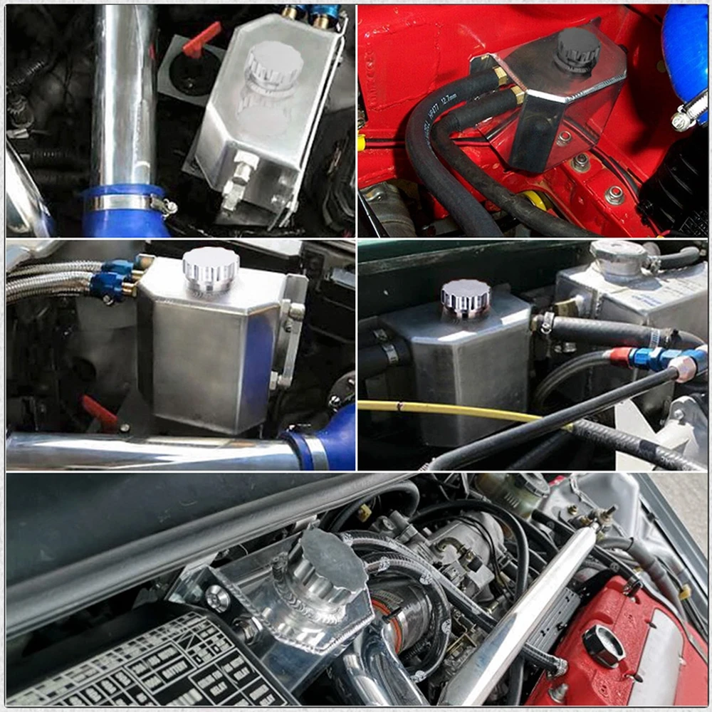 Universal 1L/2L Aluminum Oil Catch Can Reservoir Tank Engine Coolant Radiator Overflow Oil Fuel Tank Drain Plug Breather