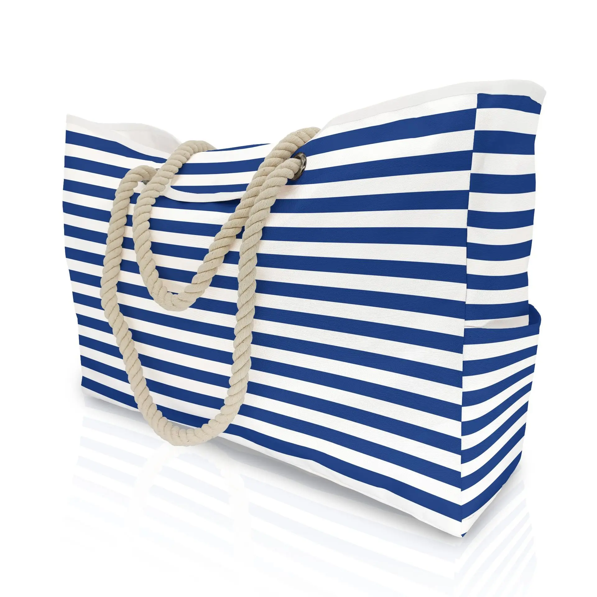 Ghazpmuk Borsa da Spiaggia, Grande Impermeabile Borsa Mare, Borsa Spiaggia Donna, Borsa a Tracolla Shopper in Tela, Beach Tote Bag, per Palestra Viaggio Shopping Piscina Vacanza (Ancora Blu Navy