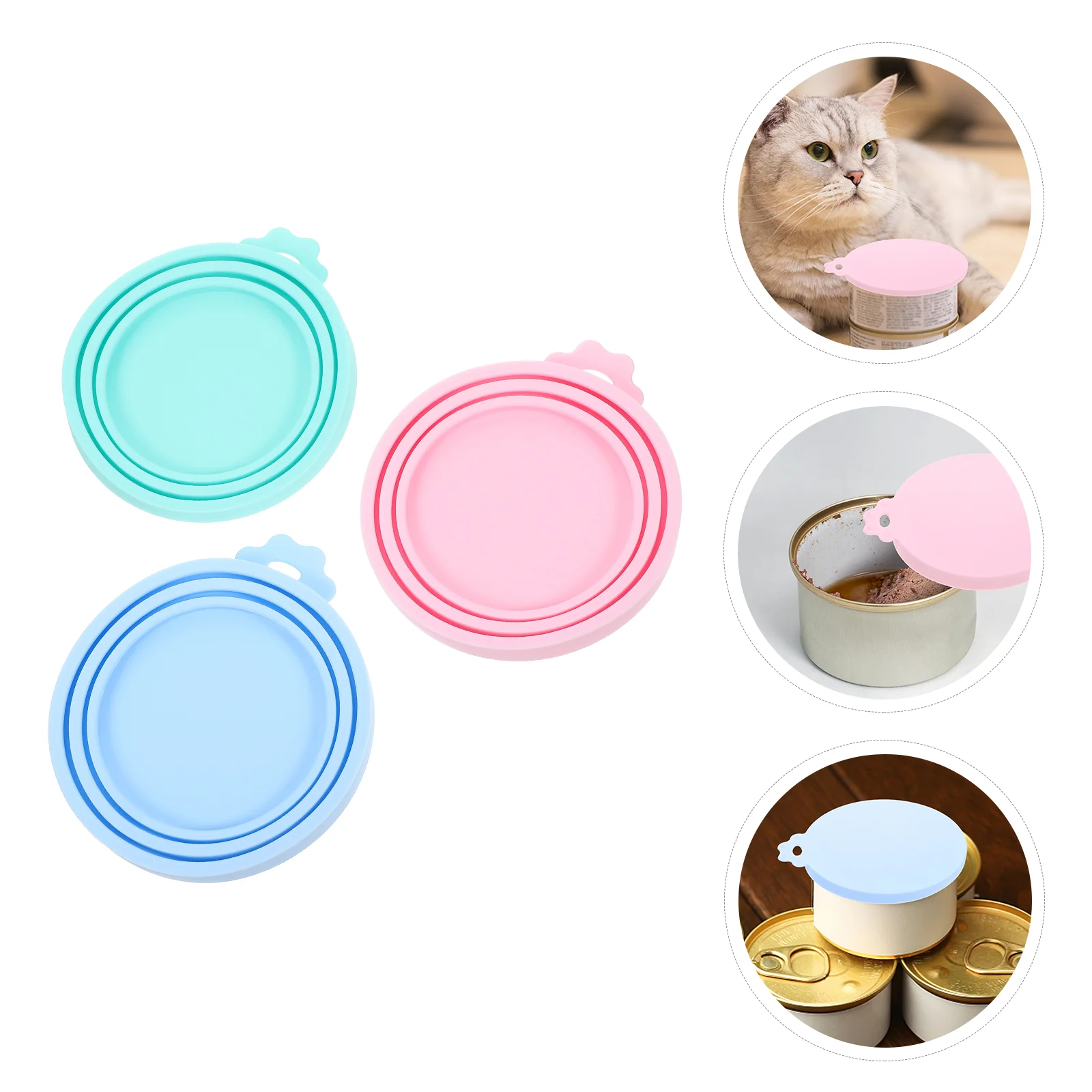 3 Pcs Silicone Can Covers Pet Can Lids Sealed Flexible Cat Food Covers Dog Supplies Fresh Keeping Can Lids For Bowls Storage 2