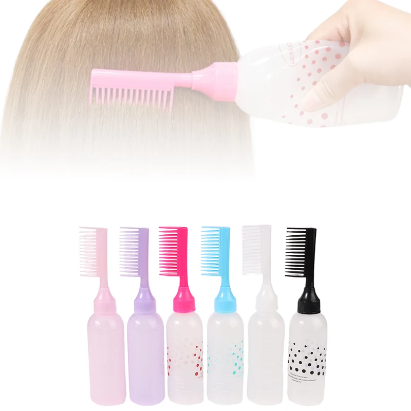 Bottiglia per applicatore di olio per capelli da salone Bottiglie per applicatore Pettine Strumenti professionali per colorare lo styling per tintura per parrucchieri in plastica - immagine 4