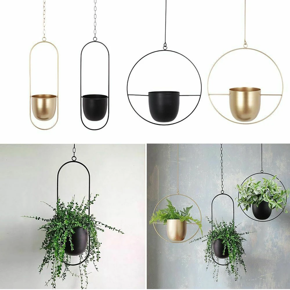 Description Picture 2 of itemNordic Style Metal Hanging Flower Pot Chain Hanging Planter Basket Flower Vase For Home Garden Balcony Decoration 2022 New