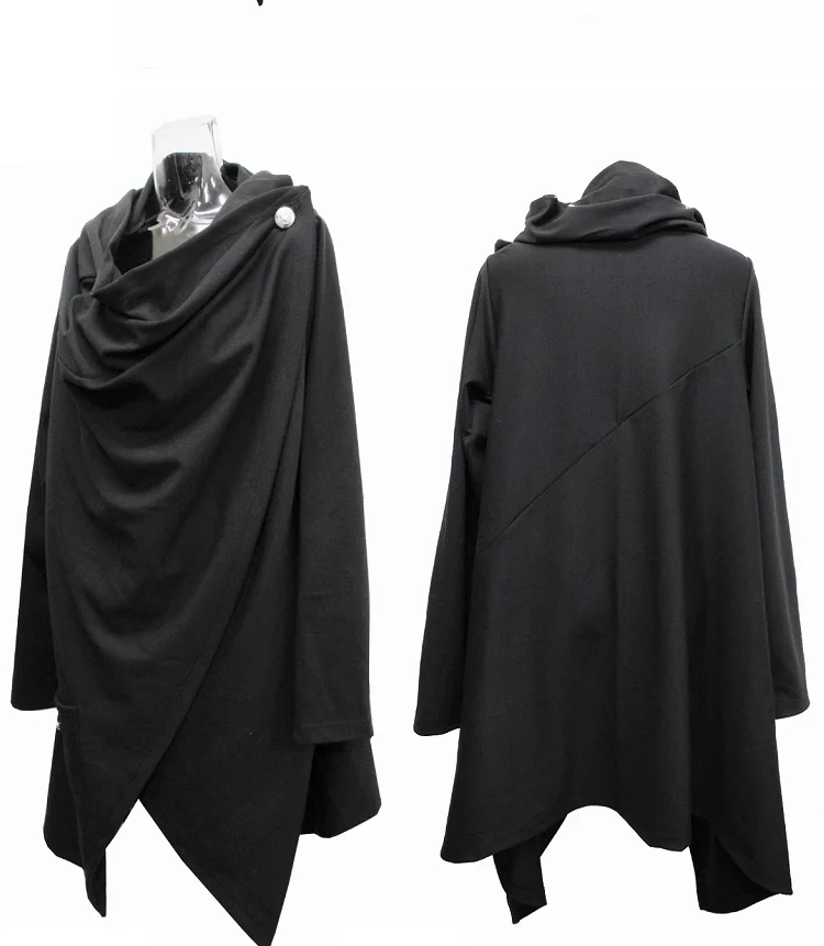 Autumn Japanese Retro Punk Dark Men's Women's length Coat Jacket Windbreaker Smock Asymmetrical Fashion Men's clothing