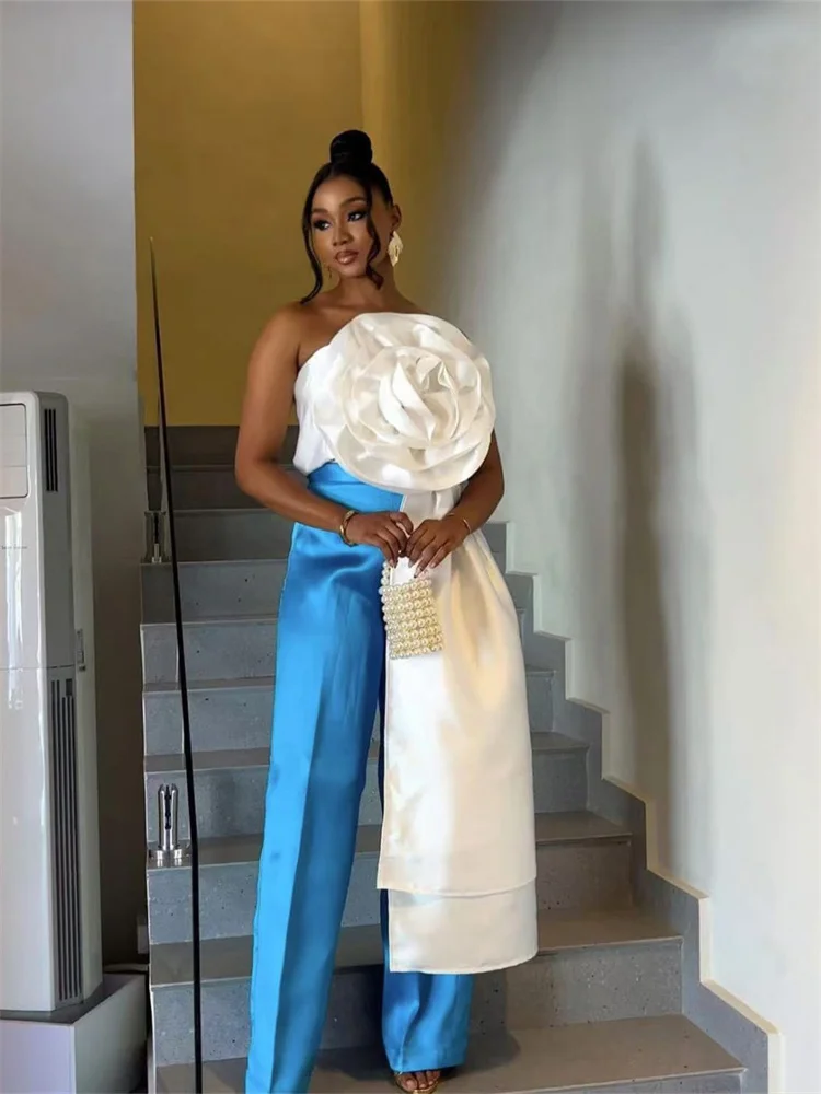 Wmstar Tops Wholesale Summer New Arrivals Cross Border Design Flower and Ribbon Sexy Backless Zipper Strapless Only Top Clothes