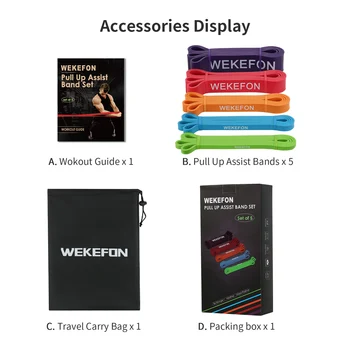 Set of 5 Pull Up Assistance Bands Thick Heavy Duty Resistance Bands Set Exercise Stretch Workout Fitness Band for Body Training 6