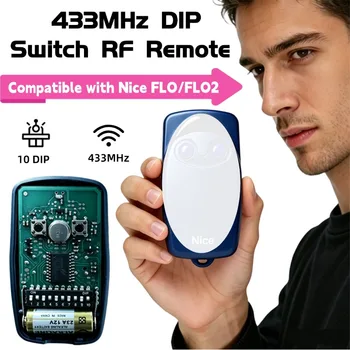 Trasmettitore RF a Codice Fisso 433.92MHz con 10 Interruttori DIP Compatibile con Telecomando per Cancello Nice Flo FLO2R-S FLO4R-S