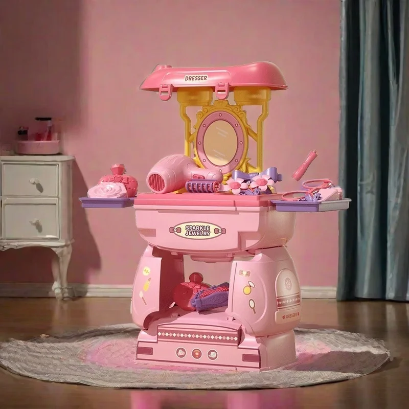 Children's Play Home Makeup 2-in-1 Storage Toy Girl Princess Dressing Table