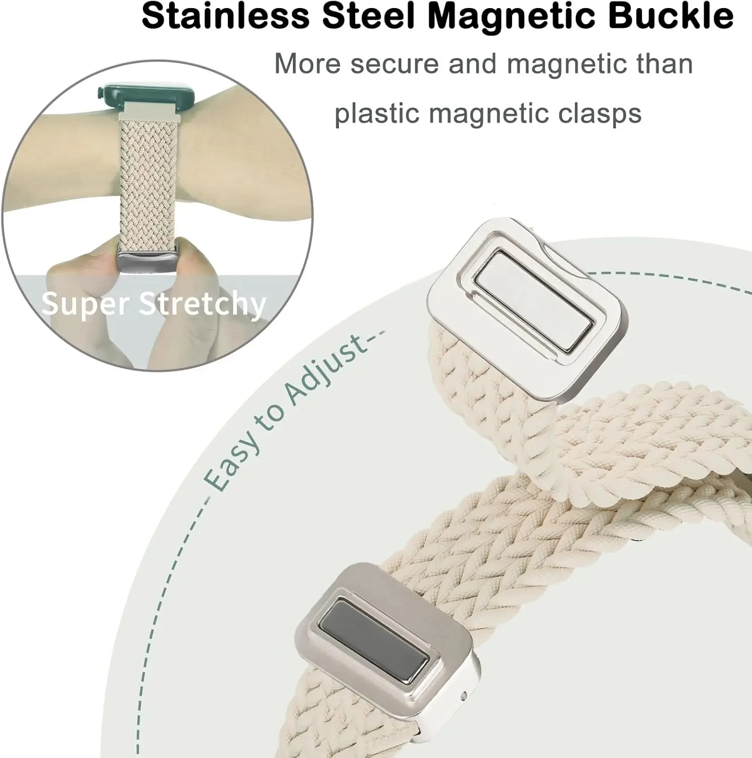 14mm Woven Nylon Watch Strap with Magnetic Buckle - Universal Fit
