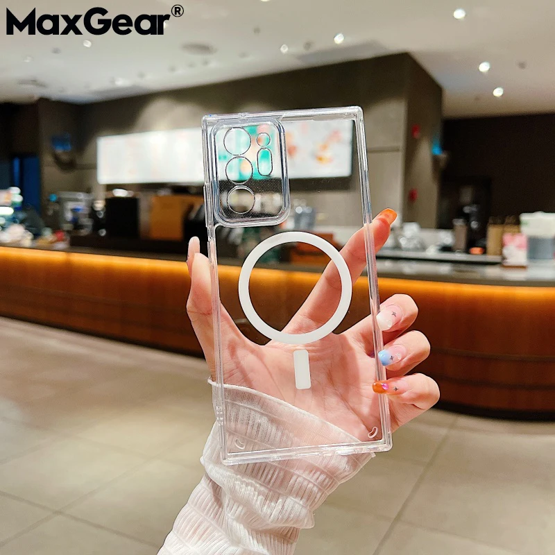 Transparent Acrylic Magnetic Wireless Charging Soft Case Cover