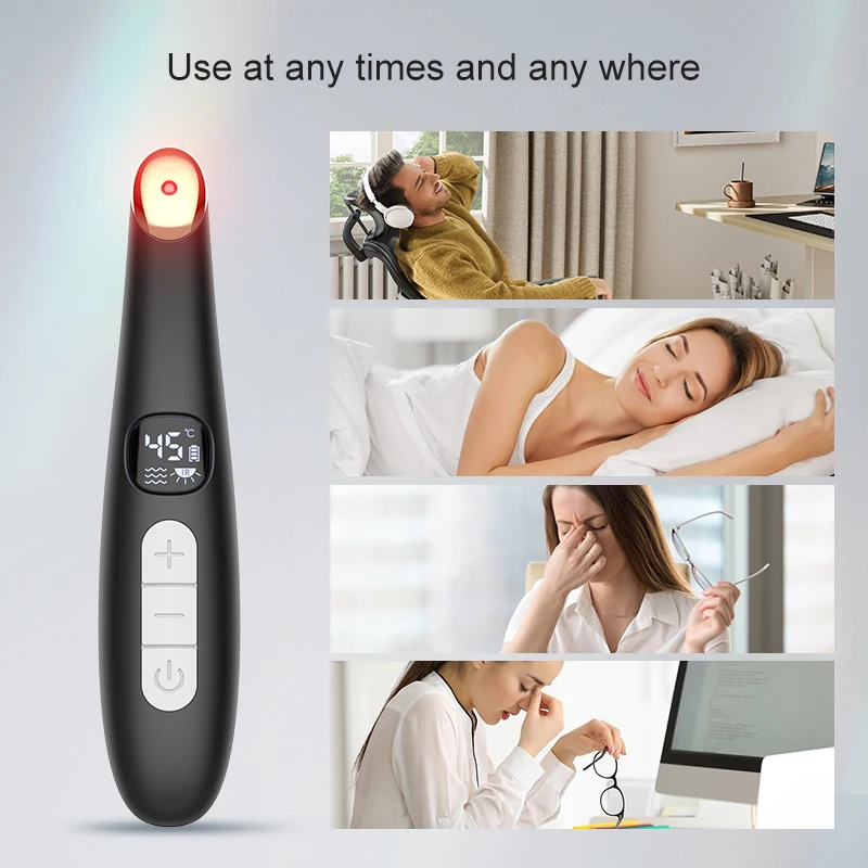 3 in 1 Eye Lift Wand Beauty Device Vibrating Red Light 98°F to 113°F LCD Display Eye Massager for Dry Eye Dark Circle Puffiness