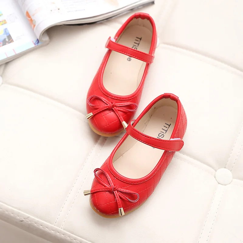 Kids Leather Shoes New Spring Baby Princess Party Girls Flats Mary Janes Children Black White Red Students Casual |