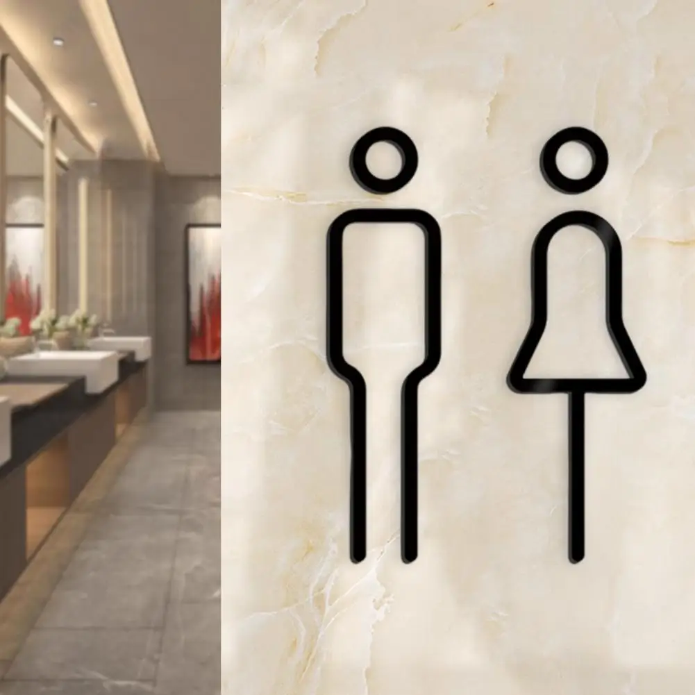 3D Acrylic Bathroom Toilet Sign Toilet Men Women Restroom Door Sign Business Restaurant Office Hotel Washroom Wall Identificatio