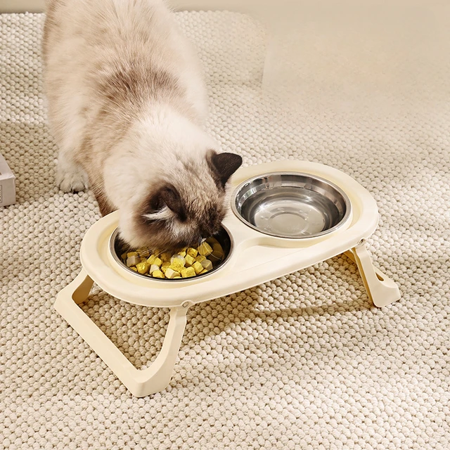 elevated Pet Cat Bowl Feeder Cat Food Bowl With Water Fountain Double Bowl Drinking Raised Stand Dish Bowls For Cats 3