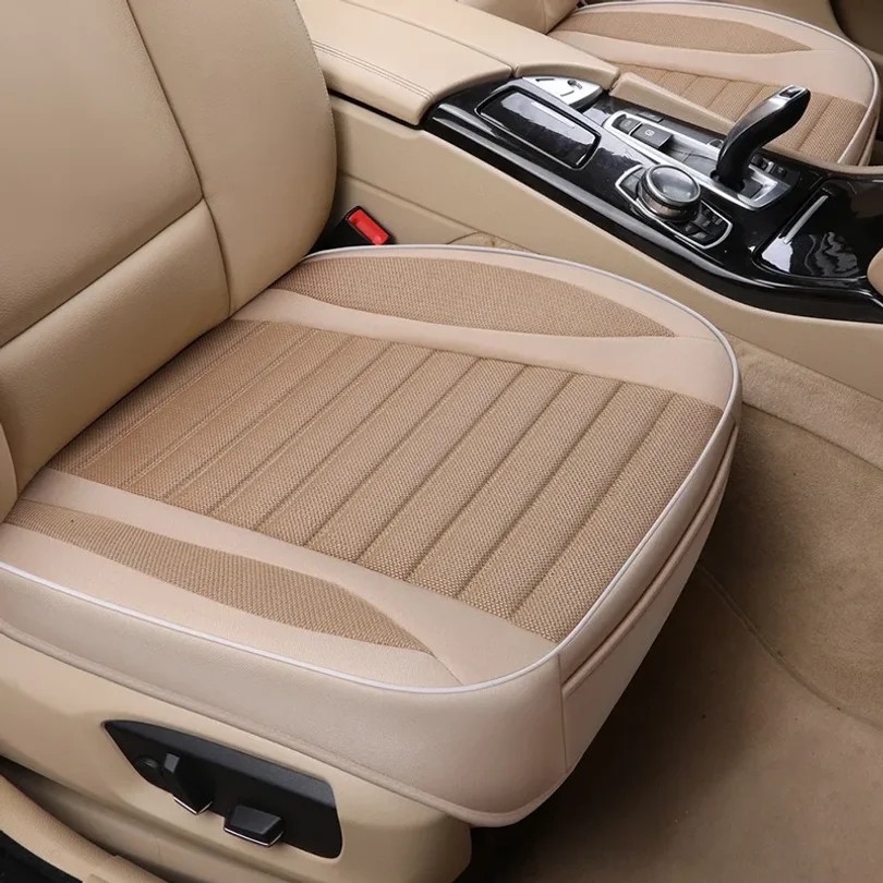 Coprisedile per auto in lino, universale per tutte le stagioni, traspirante, per la maggior parte delle berline a quattro porte e SUV, protezione ultra-lussuosa per sedili auto - immagine 3