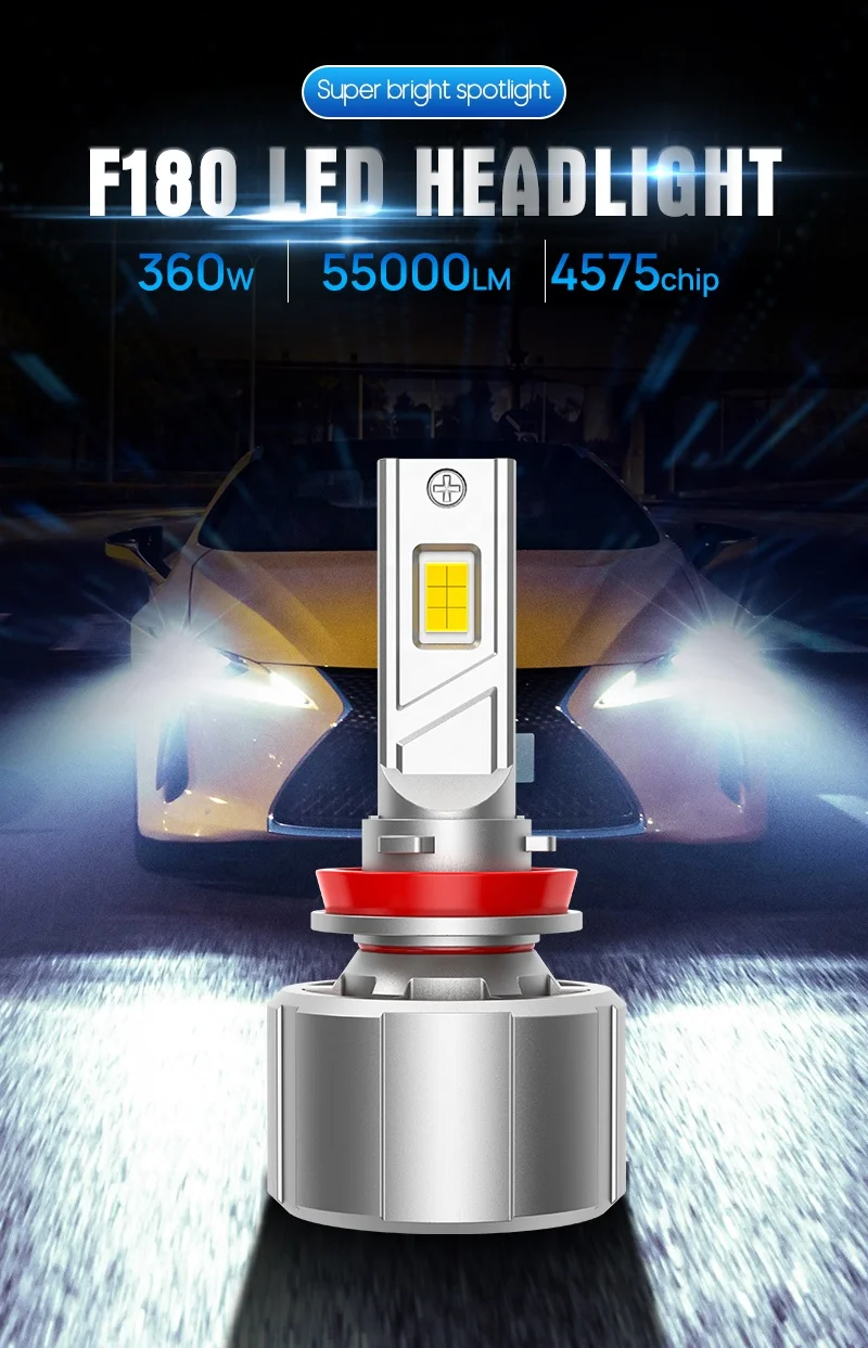 Xenplus LED Headlight Bulb F180 360W 58000LM H1 H4 H7 H11 H13 9004