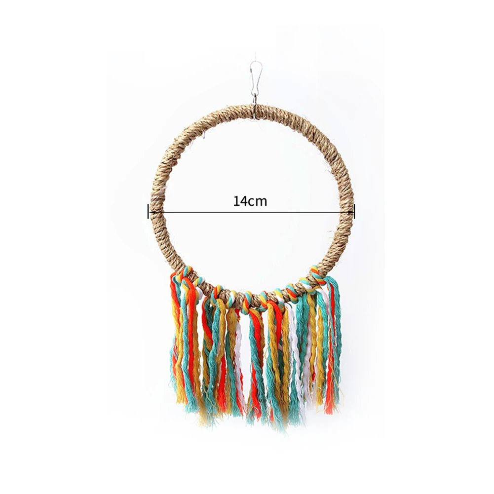 Colorful Cotton Rope Ring Bird Toy - Chew & Climb Hanging Perch Swing