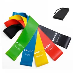 Versatile Home Workout Elastic Fitness Bands - Set of 5 Resistance Levels for Yoga, Pilates, and CrossFit (5 Pcs Marked Bag)