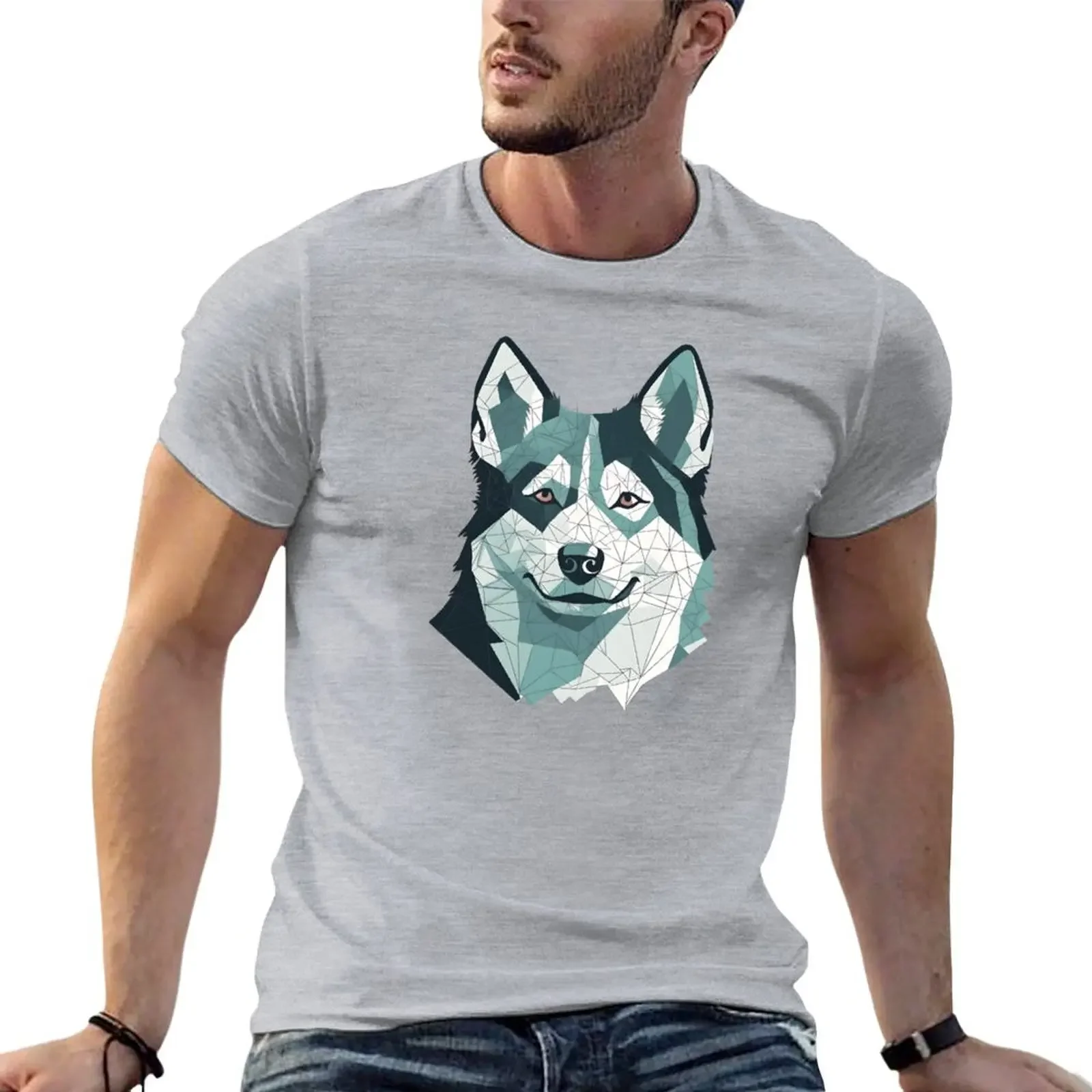 

Siberian Husky (Minimalist design) T-shirt plain aesthetic clothes summer clothes Men's t-shirts