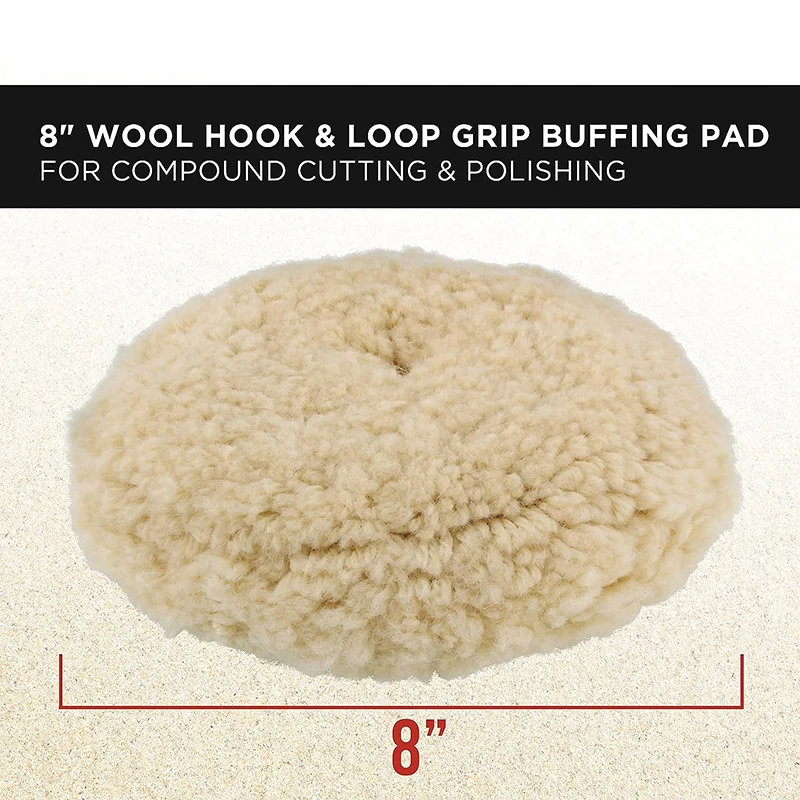 6/7/8in Wool Polishing Pads 100% Natural Wool Buffing Pad for Compound Cutting Polishing with Hook And Loop Grip 4