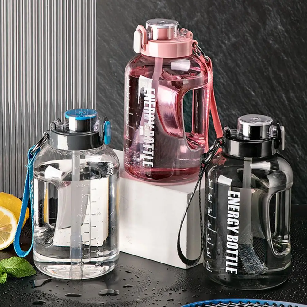 2.5L Sports Kettle with Lanyard Large Capacity Sports Bottle Outdoor Hiking Portable Water Drinking Jug with Straw Daily Use