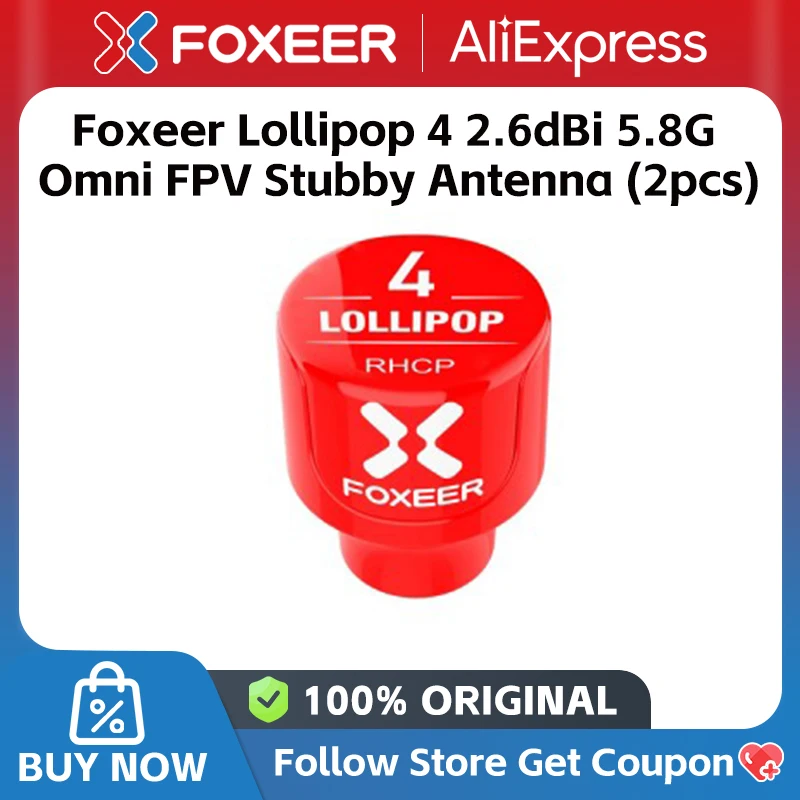2PCS-Foxeer-Lollipop-4-V4-FPV-Antenna-5-8G-2-6Dbi-Stubby-RHCP-LHCP-SMA ...