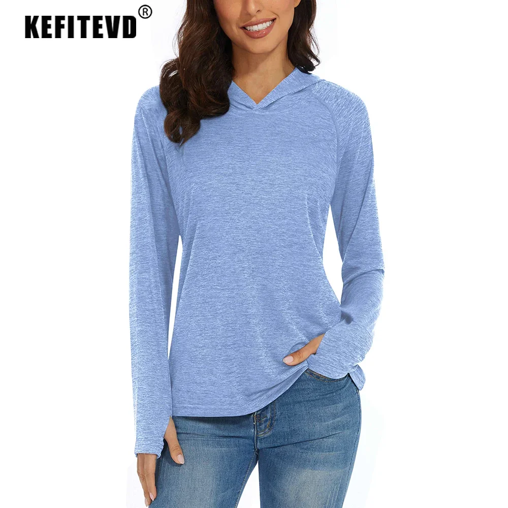 KEFITEVD Quick Dry Womens UPF 50+ Long Sleeve T-Shirts Skin UV Protection Swim Outdoor Hiking Shirts Workout Run Pullover Tops