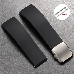 Waterproof Quick Release Silicone Watch Band with Deployment Buckle - 24mm (Black)