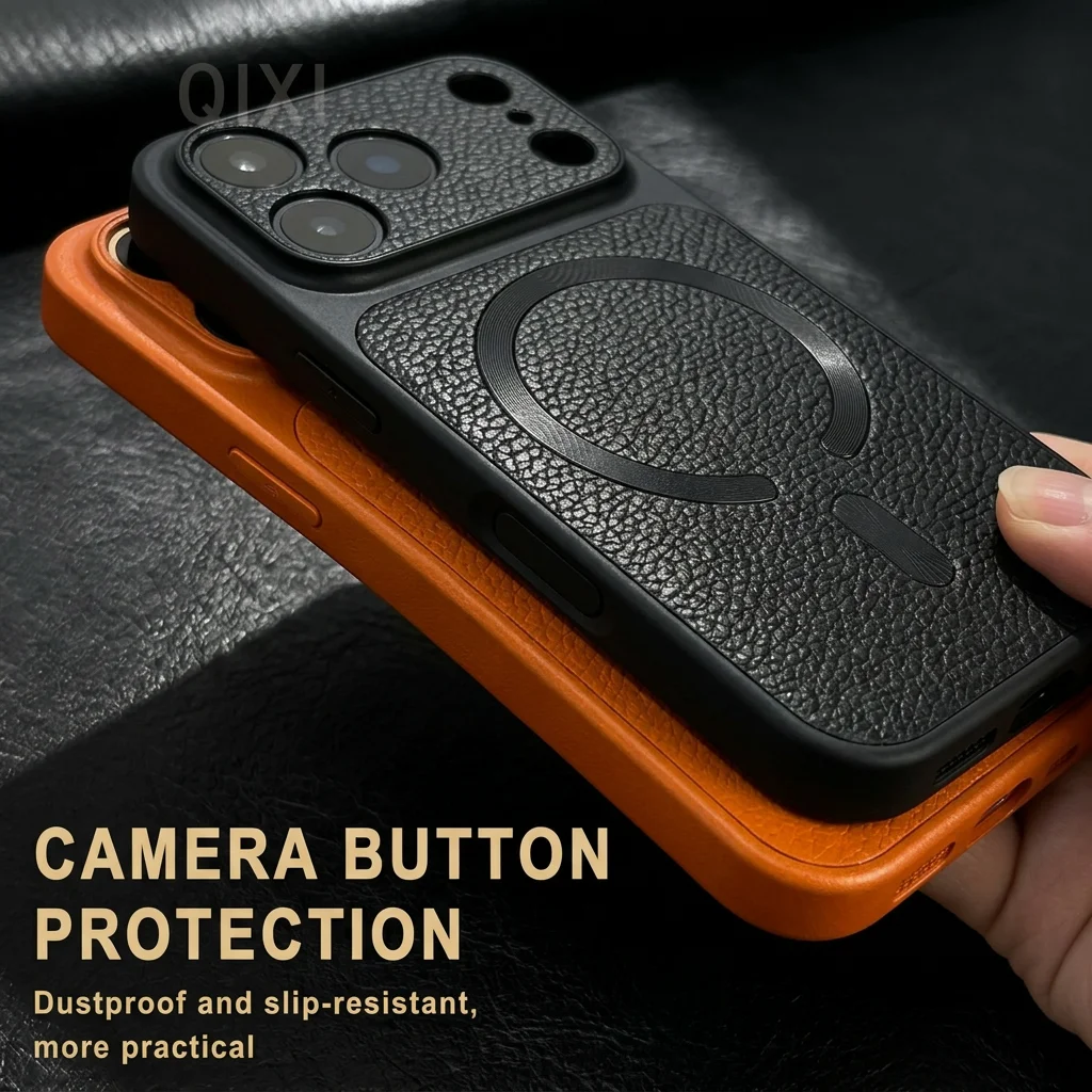 Premium Magnetic Faux Leather Wireless Charging Phone Case - Shockproof & Soft TPU Cover