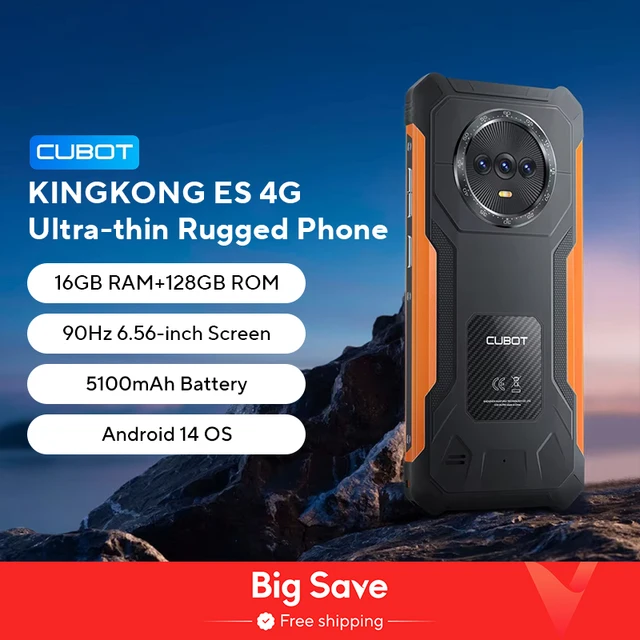 Cubot-Smartphone Android KingKong ES, téléphone ultra-mince et robuste, 16 Go de RAM, 6 Go de RAM, 10 Go de ROM, 128 Go de ROM, Dean, écran 6.56 "90Hz, appareil photo 48MP, téléphone 4G 1
