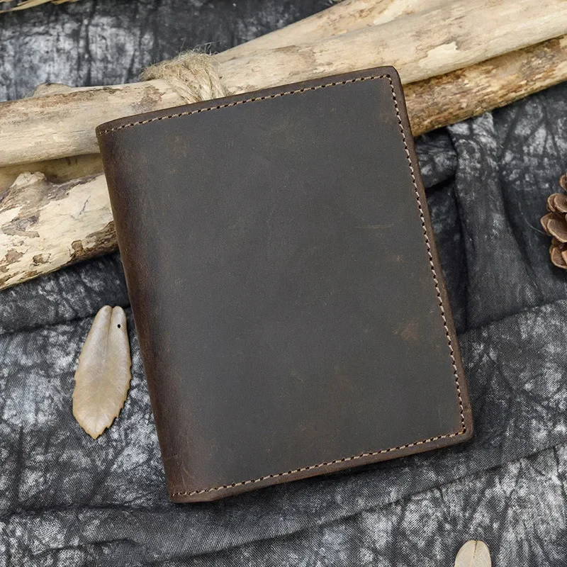 Genuine Leather Short Wallet for Men and Women, Multiple Card Slots, Money Clip with Coin Pocket