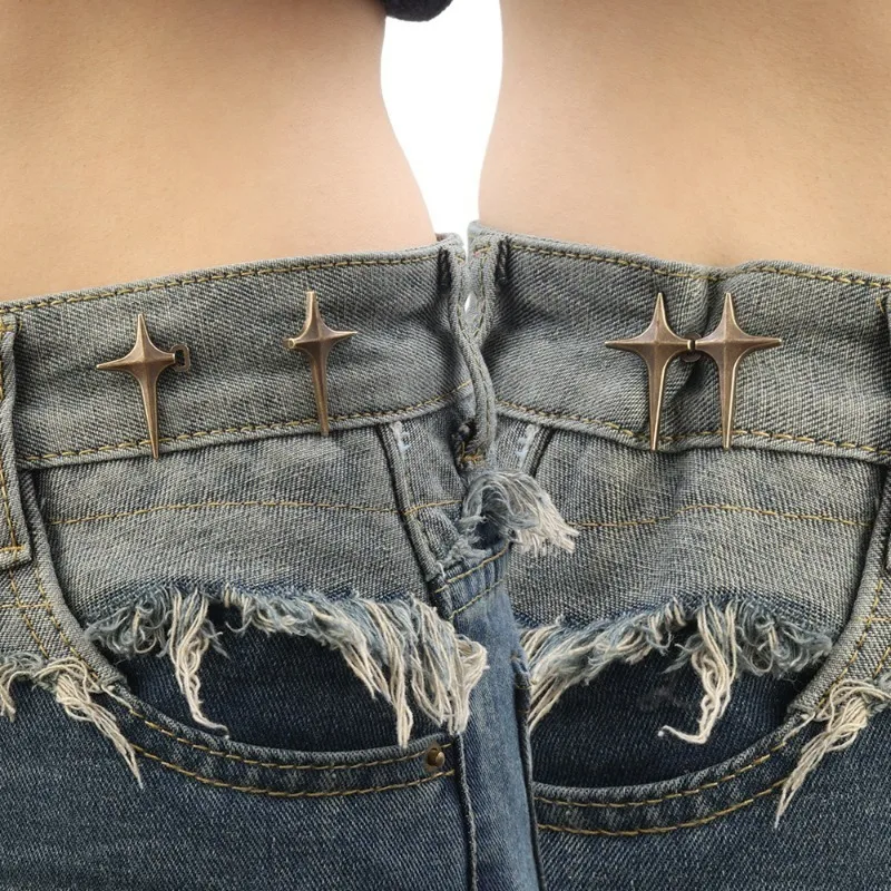Cross Star Metal Jeans Button Snaps Detachable Pants Clips Buttons Pins DIY Waist Tightener Clothing Buckles Sewing-Free Buckle
