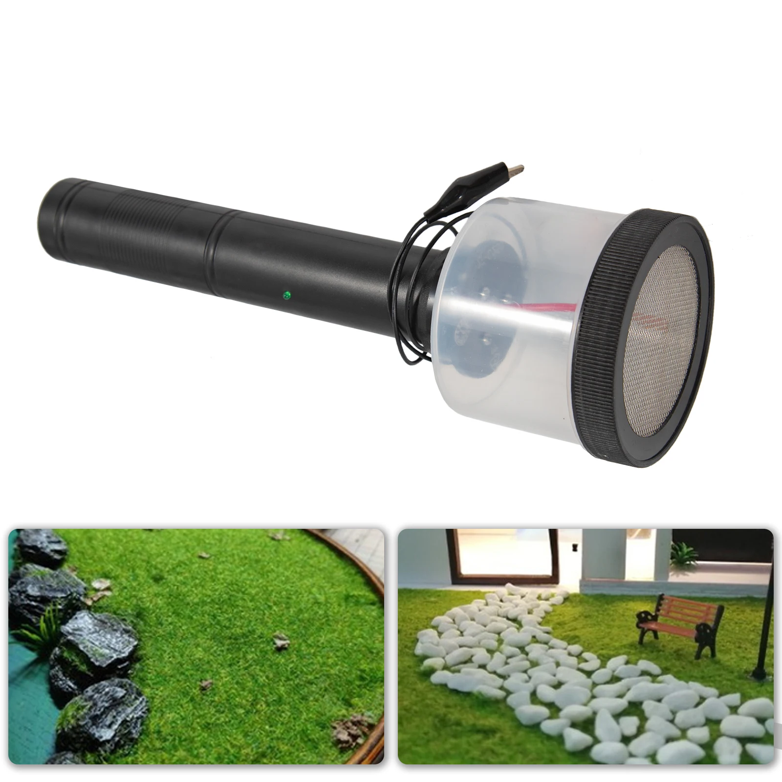 

1-12mm Flocking Kit Static Grass Applicator, ABS Mini Static Grass Flocking Applicator with 2 Netcovers & Antiskid Handle