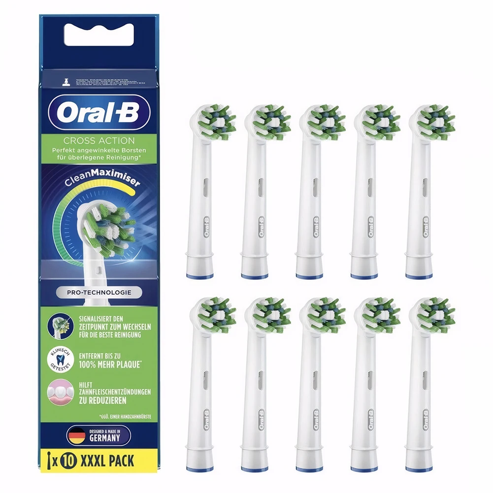 Electric Toothbrush Heads Clean Maximiser Replacement Electric 10 Pack For Oral-B Cross Action