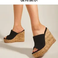 Pantoufles d'été de Style coréen pour femmes, nouvelle plateforme Super haute, semelle compensée à semelle épaisse, imperméables, bout ouvert à la mode 2