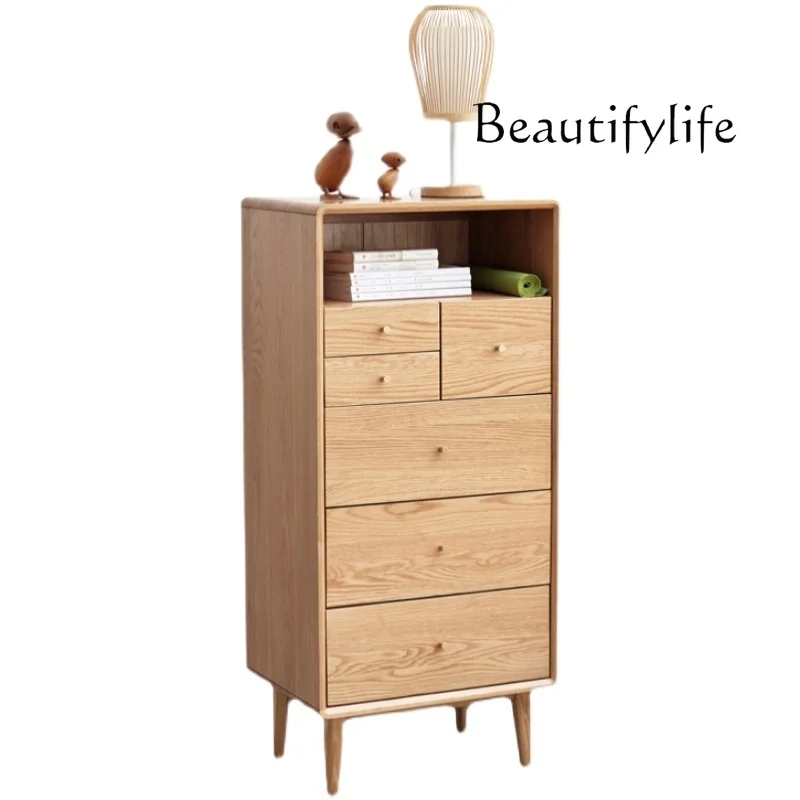 

Nordic Log Simple Modern Japanese Oak Bedroom Storage Living Room Storage Cabinet Chest of Six Drawers