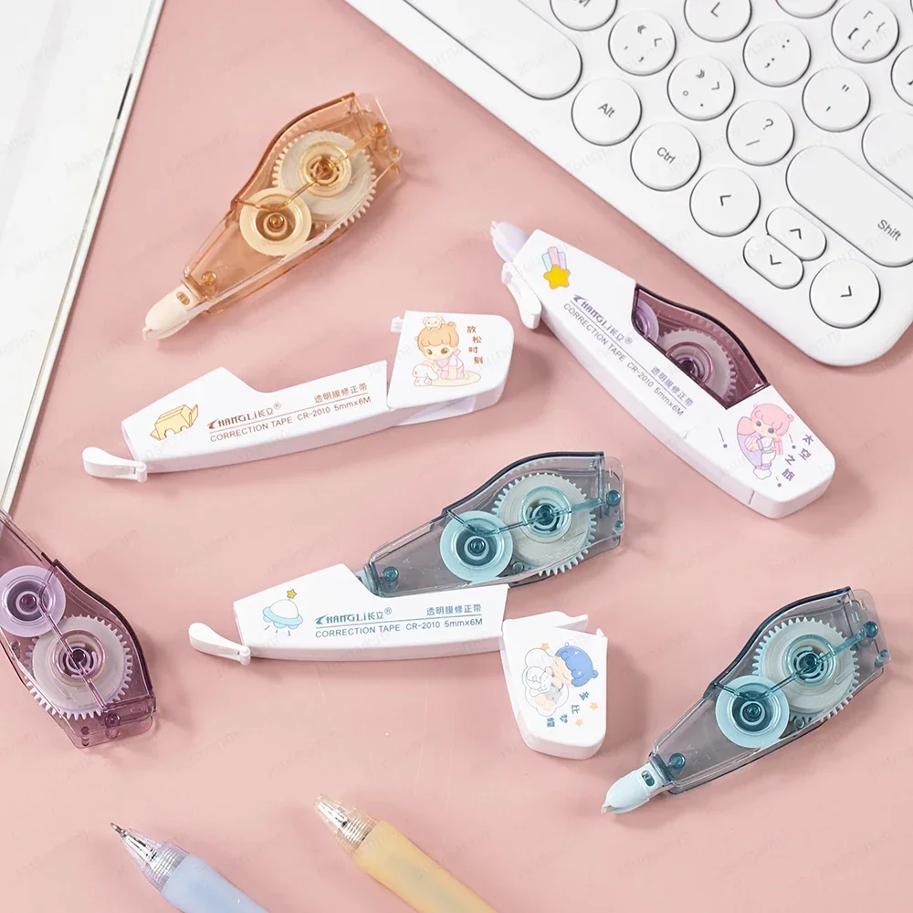Journamm 5mm*6m Kawaii Correction Tape Student Error Eraser Tape Writable Sticker Pen-type Replaceable Core Creative Stationery