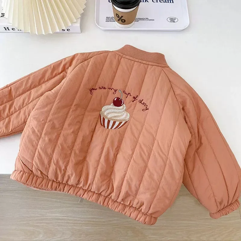 1-6Y Kids Autumn Thickened Fleece Cotton Girl Jacket Children Warm Coat Toddler Kids Outwear Winter