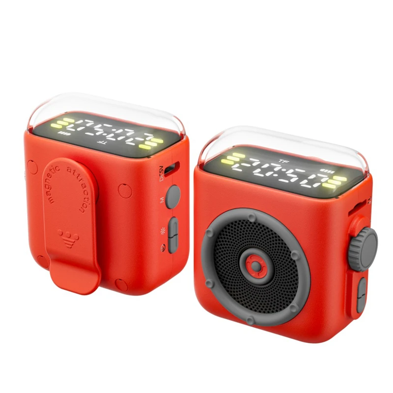 Bluetooth Retro LED Mini Speaker with Magnetic Back Clip - Portable Outdoor & Desktop Cartoon Music Gift