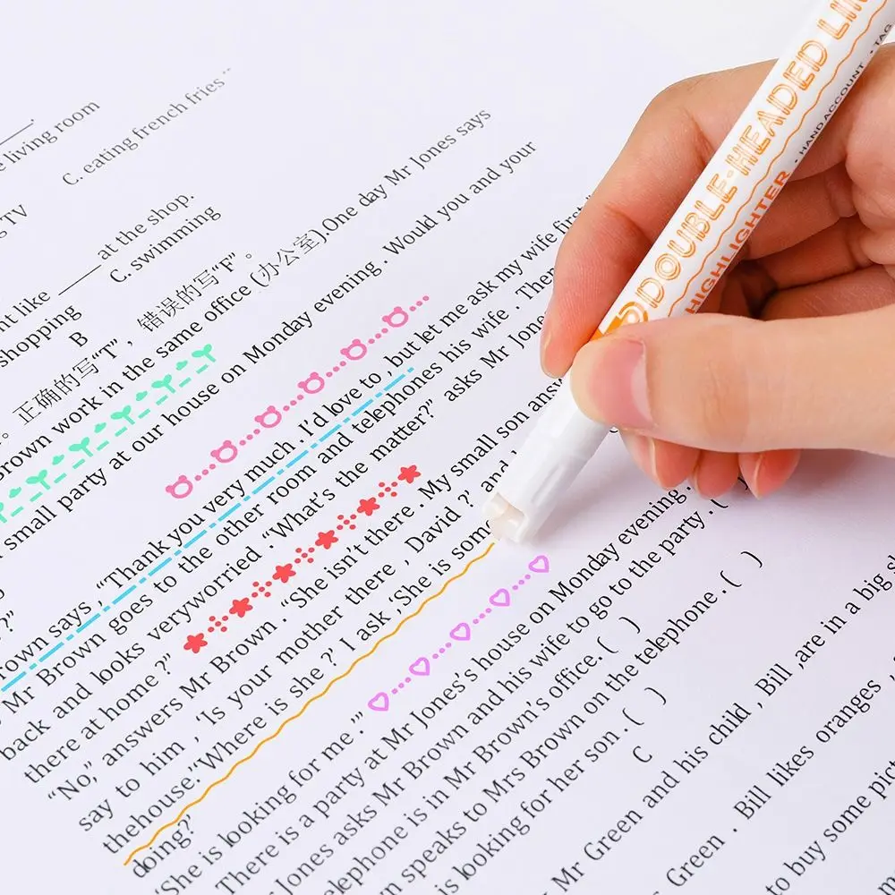 Double Pen Tip Curve Line Highlighter Pen 3/6PCS Creative Flower-shaped Curve Line Marker Student School Supplies Stationery