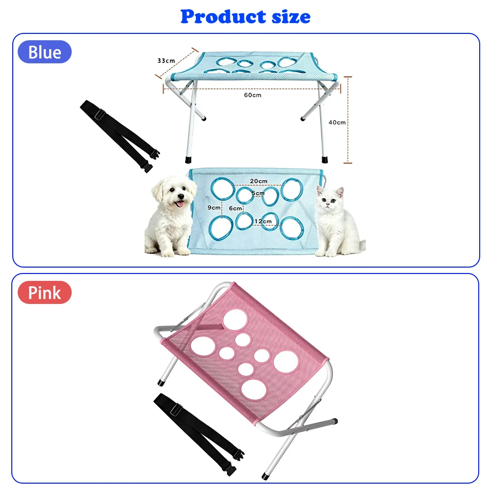 Supporto Portatile Pieghevole per Toelettatura Animali Domestici, Regolabile, per Bagno, Taglio Unghie e Asciugatura Cani e Gatti, Rete di Supporto per Piccoli Animali - immagine 6
