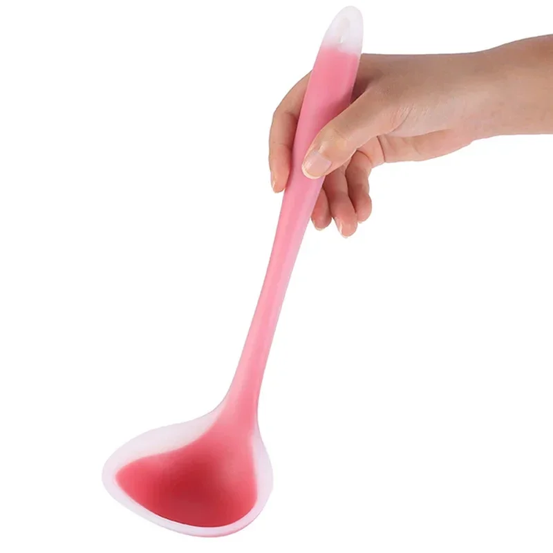 1Pc Silicone Spoon Soup Ladle Long Handle Soup Spoon Kitchen Serving Silicone Ladle Cooking Utensils Kitchen Accessories