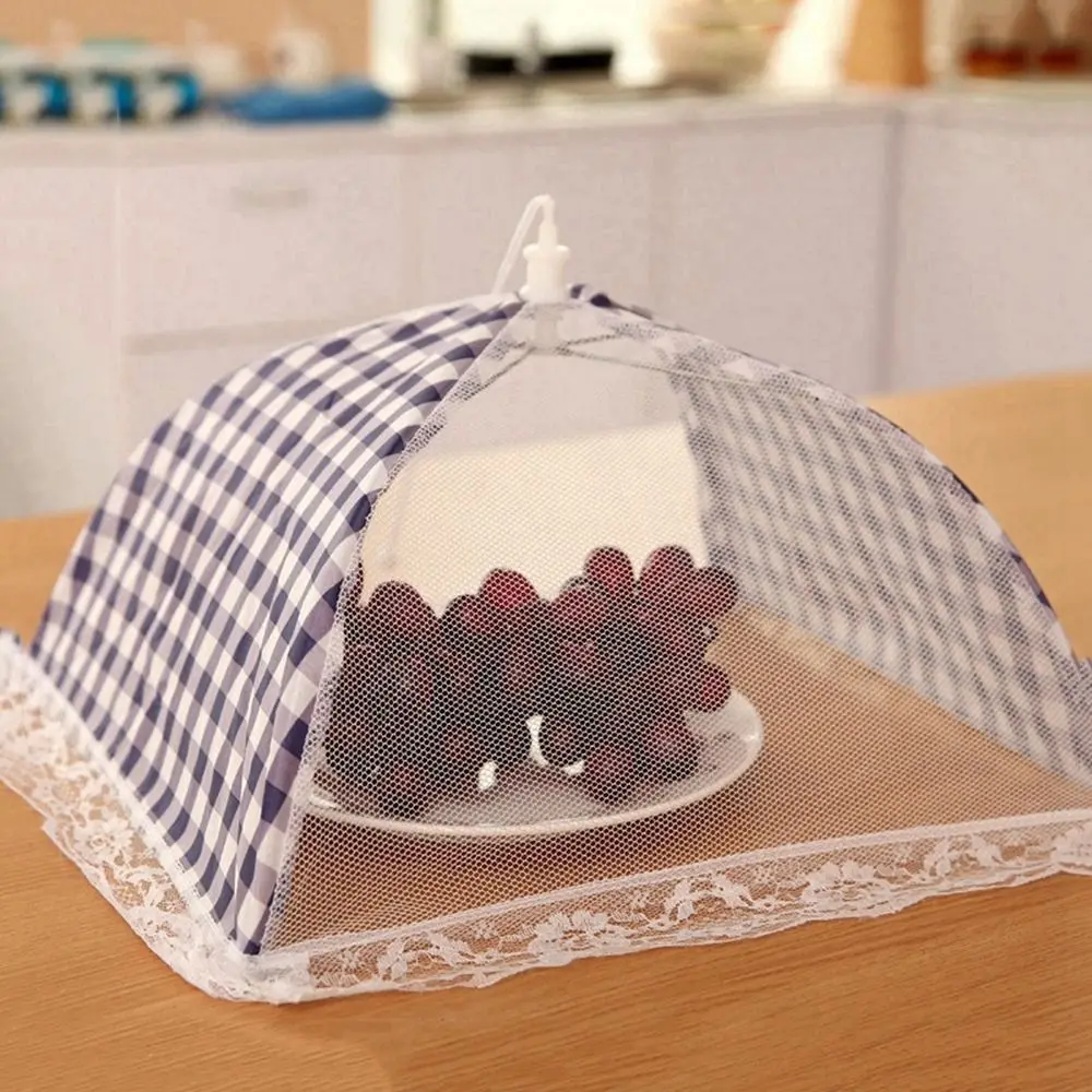 

Simple Plaid Pattern Breathable Dustproof Foldable Anti-fly Food Cover Picnic Lid Protective cover Kitchen Accesssories