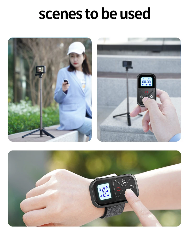 80M Bluetooth Remote Control for Hero 13 12 11 10 9 8 With Shortcut Key Screen