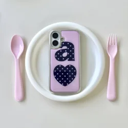 Luxury Navy Dotty Love Pink Phone Case - Clear Back Cover - iPhone 13 Pro Max (DDXK - 357DXK26126B801)