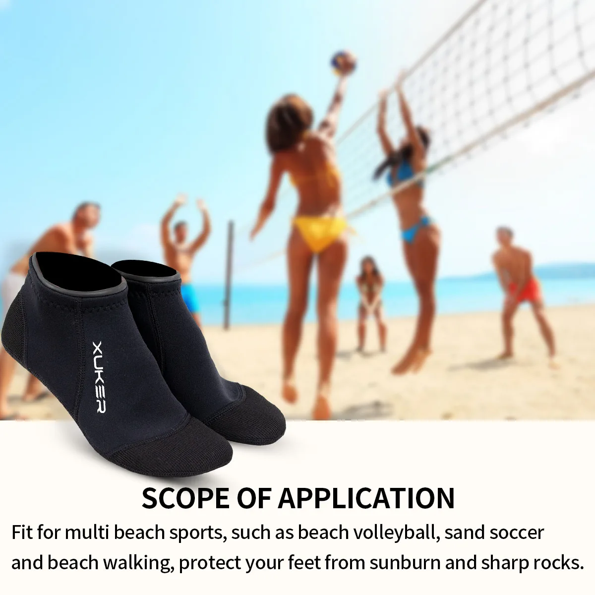 3mm Neoprene Socks Beach Volleyball Diving Swimming Surfing Snorkeling Kayaking Rafting Water Booties, Flatlock Stitches,Low Cut 6
