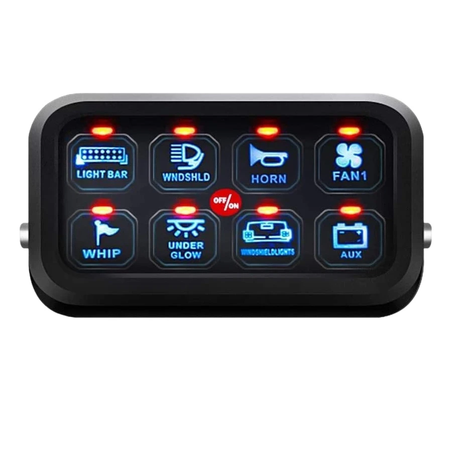 

8 Gang Switch Panel Contact Control Panel Car Control Automatic Dimmable Switch Panel Box for Car Marine Boat Blue