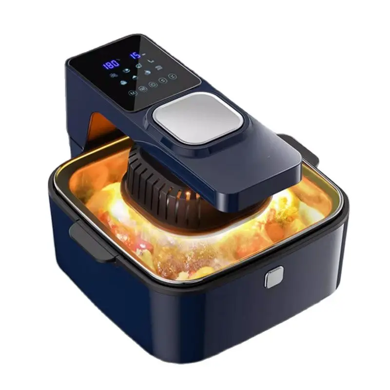 5 5l air fryer on the table new multifunctional and large capacity all in one electric frying pan electric oven for visual fryer 8L Air Fryer Visual Home New Intelligent Transparent Electric Frying Oven Full-Automatic Multifunctional Household Blue