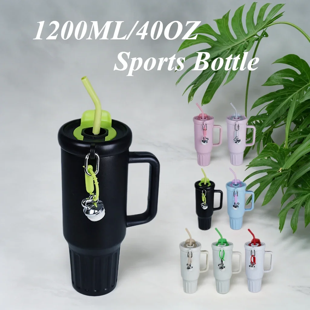1200ml Stainless Steel Water Bottle Insulated Leak-Proof with Straw & Handle 7 Colors for Gym Outdoor Travel Sports Bottles